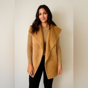 Tan Faux Shearling Knit Vest